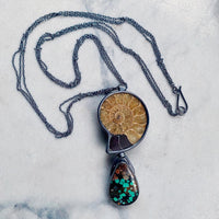 Ammonite and Bao Canyon Turquoise Necklace
